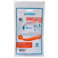 Manhattan USB kabel USB 2.0 USB-A zástrčka, USB Micro-B zástrčka 1.80 m bílá UL certifikace 324069