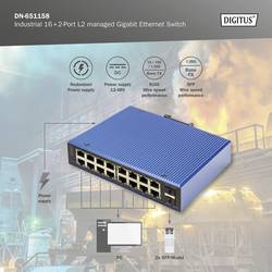 Digitus DN-651158 DN-651158 průmyslový ethernetový switch 16 + 2 porty 10 / 100 / 1000 MBit/s