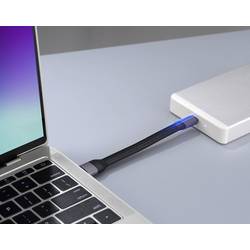 Renkforce USB kabel USB 2.0 0.15 m černá flexibilní provedení, s LED RF-6738048