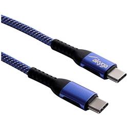 Akyga USB kabel USB 2.0 USB-C ® zástrčka, USB-C ® zástrčka 1.80 m modrá AK-USB-38