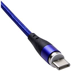 Akyga USB kabel USB-A zástrčka, USB-C ® zástrčka 2.00 m modrá magnetická zástrčka AK-USB-43