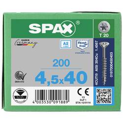 SPAX 0197000450403 R 88091 Senkkopf T-STAR TG šroub se zápustnou hlavou 4.5 mm 40 mm T-STAR plus nerezová ocel A2 200 ks