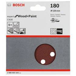 Bosch Accessories Expert for Wood 2608605644 brusné papíry pro excentrické brusky na suchý zip, s otvory Zrnitost 180 (Ø x d) 125 mm x 125 mm 5 ks