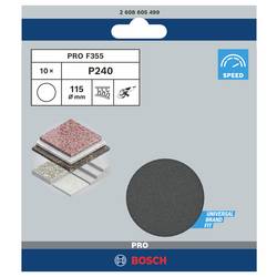 Bosch Accessories 2608605499 2608605499 brusný papír pro brusné kotouče na suchý zip, bez otvorů Zrnitost 240 (Ø x d) 115 mm x 115 mm 10 ks