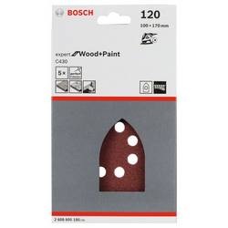 Bosch Accessories 2608605185 sada univerzálního brusného papíru na suchý zip, s otvory Zrnitost 100, 120 (d x š) 170 mm x 100 mm 1 sada