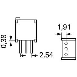 Bourns 3299W-1-202LF cermetový trimr 25cestný lineární 0.5 W 2 kΩ 9 ° 9 ° 1 ks Piece