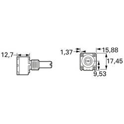 Bourns 91A1A-B28-B15L plastový potenciometr, Mono, 1 W, 10 kΩ, 1 ks, Piece