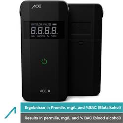 ACE A alkohol tester černá 0 do 4 ‰ různé jednotky, alarm, vč. displeje, funkce odpočítávání