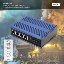 Digitus DN-651135 průmyslový ethernetový switch 4 + 1 port 10 / 100 / 1000 MBit/s funkce PoE
