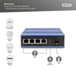 Digitus DN-651135 průmyslový ethernetový switch 4 + 1 port 10 / 100 / 1000 MBit/s funkce PoE