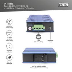 Digitus DN-651135 průmyslový ethernetový switch 4 + 1 port 10 / 100 / 1000 MBit/s funkce PoE