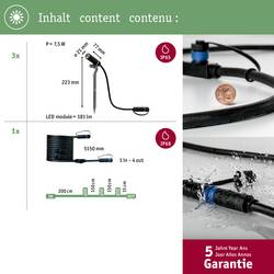 Paulmann Plantini 94156 Osvětlovací systém Plug&Shine LED zahradní reflektor (rozšíření) sada 3 ks LED 7.5 W teplá bílá antracitová
