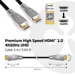 club3D HDMI kabel Zástrčka HDMI-A, Zástrčka HDMI-A 3.00 m černá CAC-1310 opletený HDMI kabel