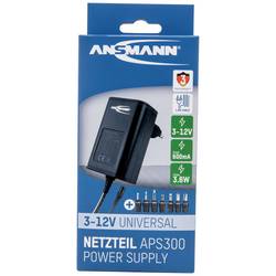 Ansmann 1201-0021 zásuvkový napájecí adaptér, nastavitelný, 12 V/DC, 9 V/DC, 7.5 V/DC, 6 V, 4.5 V/DC, 3 V, 300 mA, 3.60 W