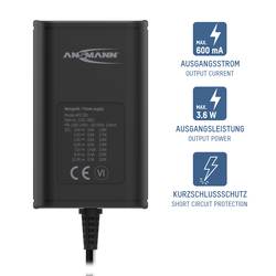 Ansmann 1201-0021 zásuvkový napájecí adaptér, nastavitelný, 12 V/DC, 9 V/DC, 7.5 V/DC, 6 V, 4.5 V/DC, 3 V, 300 mA, 3.60 W