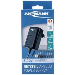Ansmann 1201-0022 zásuvkový napájecí adaptér, nastavitelný, 12 V/DC, 9 V/DC, 7.5 V/DC, 6 V, 4.5 V/DC, 3 V, 600 mA, 7.20 W