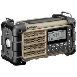 Sangean MMR-99 FM Desert A500484 outdoorové rádio, FM, nouzové rádio, Bluetooth, Solární panel, voděodolné, prachotěsné, stolní lampa, hnědá