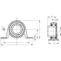 HTB SBPP 205 ložiskové těleso ocelový plech Ø otvoru 25 mm Rozestup děr 86 mm