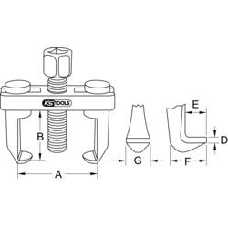 KS Tools 700.1185 Stahovák ramen stěračů Upínací rozsah 10 - 60 mm Počet háčků 2
