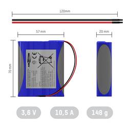 Ansmann 1S3P Akupack 3 x 18650 s kabelem Li-Ion 3.6 V 10500 mAh