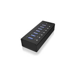 ICY BOX 70418 USB Hub 7 portů USB-A USB 3.0 5 GBit/s s hliníkovým krytem černá IB-AC618, 7 Port USB 3.2 Gen 1 Hub mit 1x Tablettladeport, mit 12V 3A Netzteil