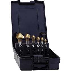Exact Kegelsenkersatz 90° HSS TiN 6,3-20,5mm DIN335C plus6 05567 sada záhlubníků 6dílná 6.3 mm, 8.3 mm, 10.4 mm, 12.4 mm, 16.5 mm, 20.5 mm HSS TiN válcová
