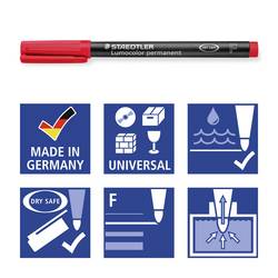 Staedtler Lumocolor permanent F DRY SAFE 318 WP4 permanentní popisovač červená, modrá, zelená, černá Vodotěsné: Ano