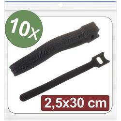 Quadrios 24CA317 kabelový manažer na suchý zip, ke spojování, háčková a flaušová část, (d x š) 300 mm x 25 mm, černá, 10 ks