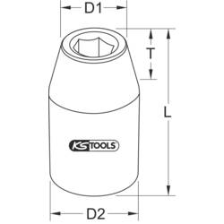 KS Tools Bit-Adapter 1/2 4kant innen a.5/16 6kant innen plus6 911.1253 bitový adaptér 12.5 mm Pohon (šroubovák) 1/2 40 mm 1 ks