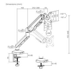 SpeaKa Professional SP-MM-1030 držák na stůl pro monitor 1 Displej: (s) 43,2 cm (17) - 101,6 cm (40) bílá nastavitelná výška, naklápěcí, nakláněcí