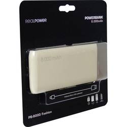 RealPower PB-8000 powerbanka Li-Pol, 8000 mAh, champagne, Indikátor stavu