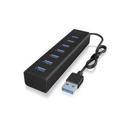 ICY BOX 60819 USB Hub 7 portů USB-A USB 3.0 5 GBit/s černá IB-HUB1700-U3 USB 3.0 zu 7-Port USB 3.0 Type-A Hub, Alu-Gehäuse, Netzteil 5V/3A