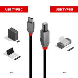 LINDY USB kabel USB 2.0 USB-C ® zástrčka, USB-B zástrčka 2.00 m černá 36942