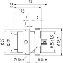 binder 09 4219 150 07 09 4219 150 07-20 Zástrčka s přírubou, 1 ks