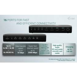 i-tec USB-C® dokovací stanice I-TEC Universal 6x 4K Display DS+PD140W