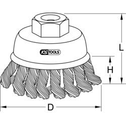 KS Tools 340.0025 Nerezový ocelový hrncový kartáč 0,5 mm, Ø 65 mm