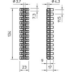 OBO Bettermann 2056372 řadová lustrová svorka Pro kabel o rozměru: - Tuhost (příčný řez): 10-10 mm² Pólů: 12 1 ks bílá