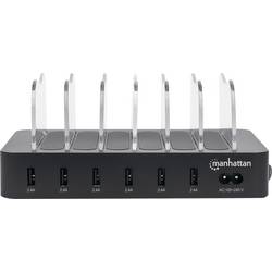 Manhattan 102254 USB nabíjecí hub, 6x USB A, 50 W, černá, transparentní