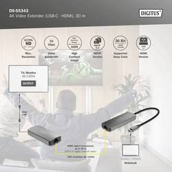 Digitus DS-55343 USB 3.1, USB-C® připojovací kabel přes síťový kabel RJ45, přes signálové vedení 30 m