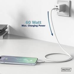 Digitus USB kabel USB 2.0 Apple Lightning konektor, USB-C ® zástrčka 0.50 m bílá flexibilní provedení, flexibilní provedení, s USB, silikonový, Vynikající