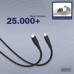 Digitus USB kabel USB 2.0 Apple Lightning konektor, USB-C ® zástrčka 0.50 m černá flexibilní provedení, flexibilní provedení, s USB, silikonový, Vynikající