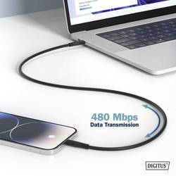 Digitus USB kabel USB 2.0 Apple Lightning konektor, USB-C ® zástrčka 0.50 m černá flexibilní provedení, flexibilní provedení, s USB, silikonový, Vynikající