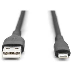 Digitus Nabíjecí kabel USB USB 2.0 USB-A zástrčka, Apple Lightning konektor 0.50 m černá flexibilní provedení, flexibilní provedení, s USB, silikonový,