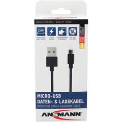 Ansmann USB kabel USB 2.0 USB-A zástrčka, USB Micro-B zástrčka 2.00 m černá hliníková zástrčka, krytí TPE 1700-0077