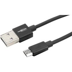 Ansmann USB kabel USB 2.0 USB-A zástrčka, USB Micro-B zástrčka 1.20 m černá hliníková zástrčka, krytí TPE 1700-0076