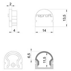 Deko Light 979581 Endkappe R-AU-01-08 Set 2 Stk, Grau koncová krytka profilu plast (d x š x v) 14 x 6 x 13.5 mm 1 ks