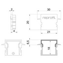 Deko Light 979151 Endkappe H-ET-02-15 Set 2 Stk, Grau koncová krytka profilu plast (d x š x v) 30 x 6 x 20 mm 1 ks