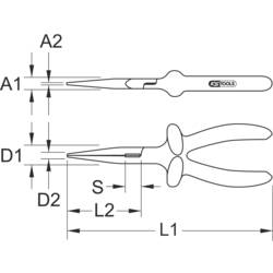 KS Tools 117.1717 ploché jehlové kleště rovné nástrojová ocel 160 mm