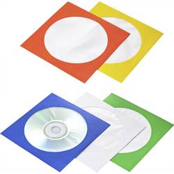 Basetech obal na CD BT-2267608 1 CD/DVD/Blu-Ray modrá, zelená, oranžová, bílá, žlutá papír 100 ks