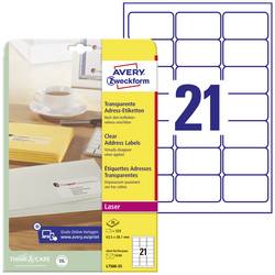 Avery-Zweckform L7560-25 Adresní nálepky 63.5 x 38.1 mm poylesterová fólie transparentní 525 ks trvalé inkoustová tiskárna, laserová tiskárna, barevná laserová